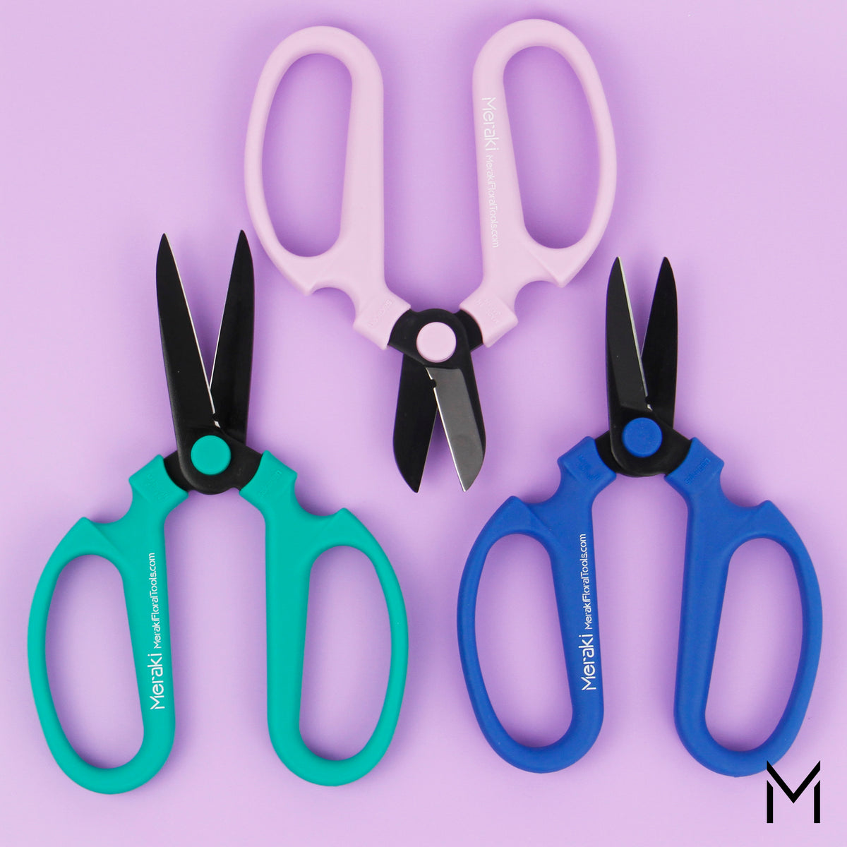 Set of Three, Color: Cool Analogous Meraki Floral Shears – Meraki